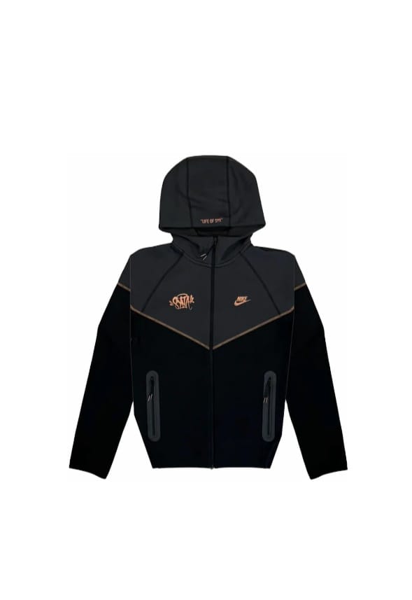 Nike x Syna World Tech Fleece Hoodie Black Metallic Red Bronce